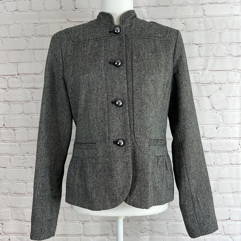 Apt. 9 Womens Grey Peplum Wool Blend Blazer Size 8